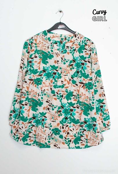 Picture of CURVY GIRL FLOWY V NECK BLOUSE